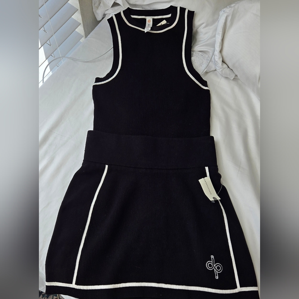 Anthropologie Daily Practice High Neck Crop Top And Mini Tennis Skirt SET NWT!